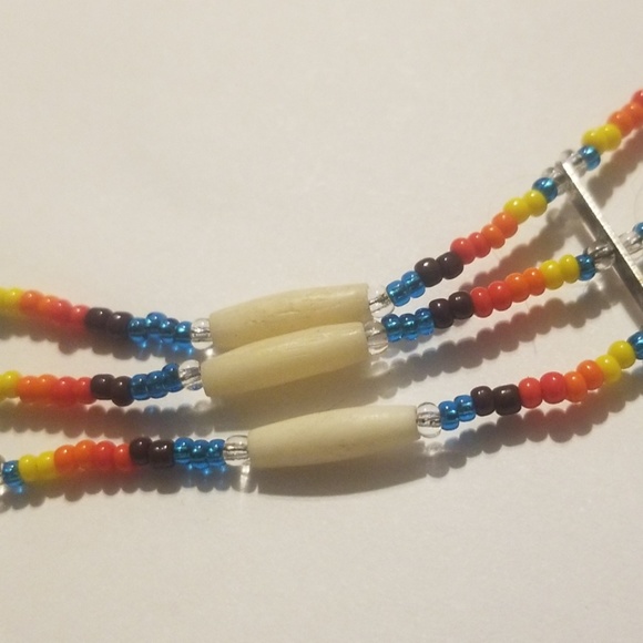 Native American style hand made 3 row chocker - Picture 5 of 6